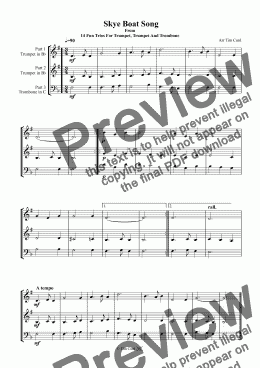 page one of Skye Boat Song. Trio For Trumpet, Trumpet And Trombone