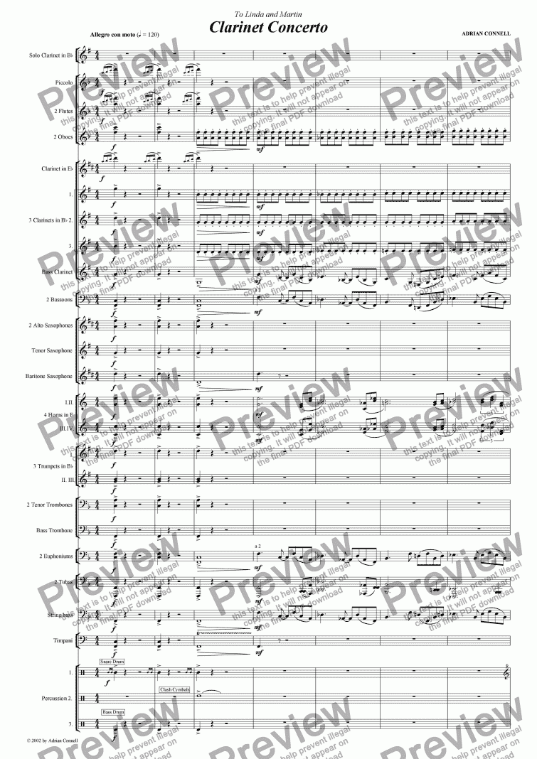 page one of Clarinet Concerto