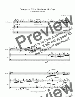 page one of Omaggio per Olivier Messiaen e John Cage