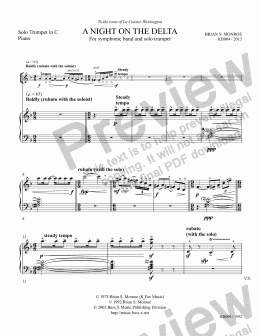 page one of A Night on the Delta (Arr. for Trumpet/Piano)