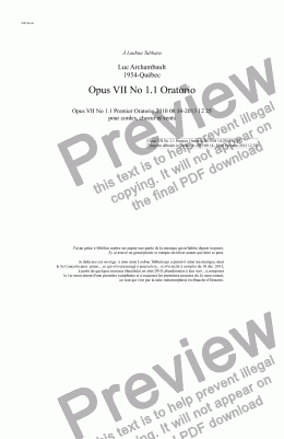 page one of Opus VII No 1.1 Premier Oratorio 2010 08 14-2014 01 05