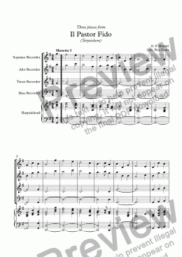 page one of Il pastor fido 3 pieces (Händel)