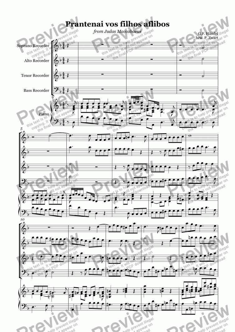 page one of Prantenai vos filhos aflibos (Händel)