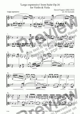 page one of ’Largo espressivo’ from Suite Op.16 for Violin & Viola