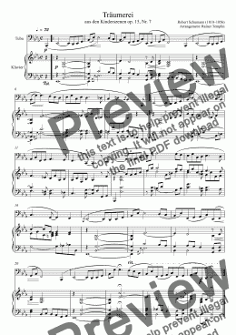 page one of Träumerei from Schumann for Tuba and Piano
