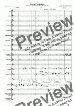 page one of Loreley from Silcher/Heine: a melodram for speaker and Concert Band