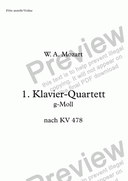page one of Mozart, Klavierquartett Nr. 1 g-Moll KV 478 – Flöte (anstelle Violine)