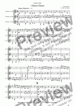 page one of Capriol Suite: 1. Basse-Danse (Clarinet Trio)