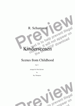 page one of Kinderscenen (Scenes from Childhood)(complete 13 pieces) arranged wind quintet