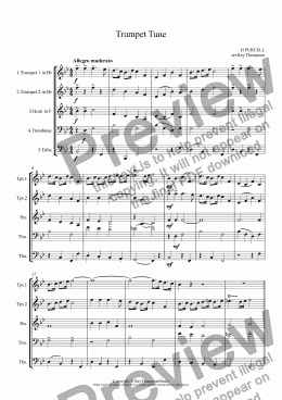 page one of Wedding Music for Brass Quintet:Trumpet Tune (Purcell) :processional music