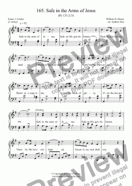 page one of Safe in the Arms of Jesus - Easy Piano 165