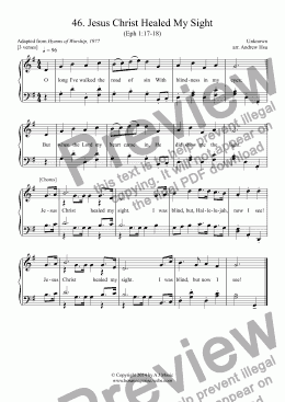 page one of Jesus Christ Healed My Sight - Easy Piano 46