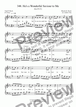 page one of He's a Wonderful Saviour to Me - Easy Piano 348