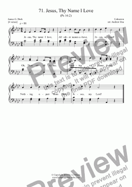 page one of Jesus, Thy Name I Love - Easy Piano 71