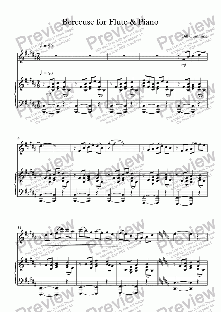 page one of Berceuse for Flute and Piano