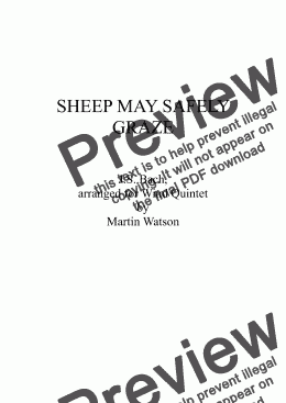 page one of Sheep May Safely Graze for Wind Quintet.