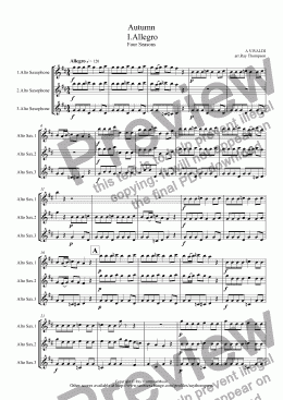 page one of Four Seasons:Autumn:Mvt I.Allegro (Abridged version)(arr.Saxophone Trio)