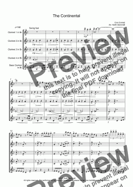 page one of The Continental - Clarinet Quintet