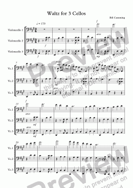 page one of Waltz No2 for 3 Cellos
