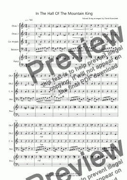 page one of In the Hall of the Mountain King for Double Reed Quartet