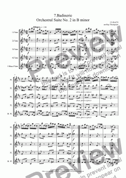 page one of Orchestral Suite No.2 in B minor BWV1067: 7.Badinerie (Flute Quintet)