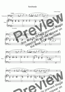 page one of Sarabande (Piano/Cello)