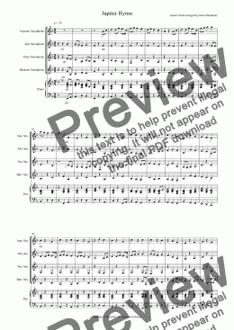 page one of Jupiter Hymn for Saxophone Quartet