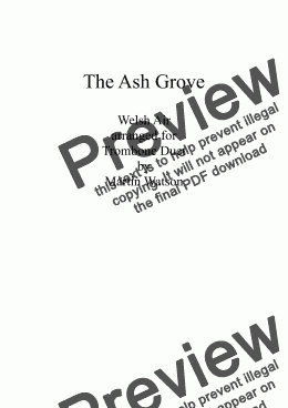 page one of The Ash Grove for Trombone Duet