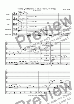page one of String Quintet No. 1 in A Major, "Spring": II. Scherzo
