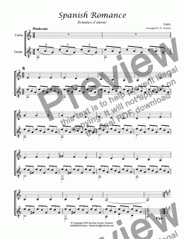 page one of Spanish Romance / Romance anónimo for violin and guitar (A Minor)