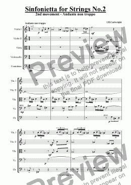 page one of Sinfonietta for Strings No.2 - 2nd Movement