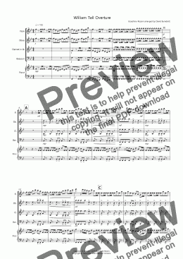 page one of William Tell Overture for Wind Quartet