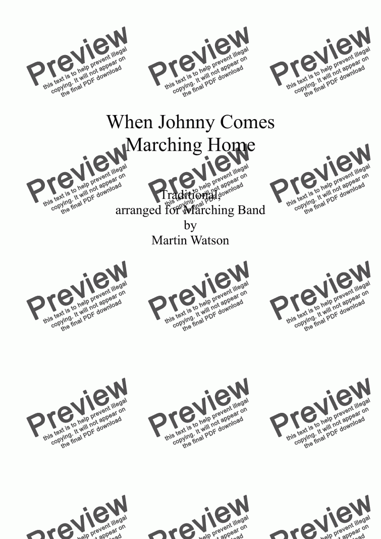 page one of When Johnny Comes Marching Home for Marching Band