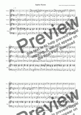 page one of Jupiter Hymn Violin Quartet