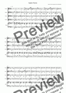 page one of Jupiter Hymn for Viola Quartet