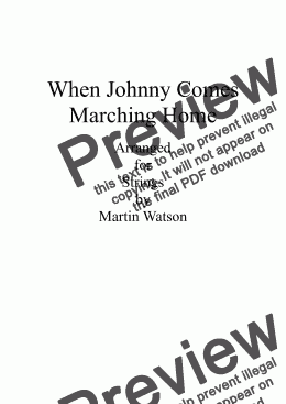 page one of When Johnny Comes Marching Home for Strings