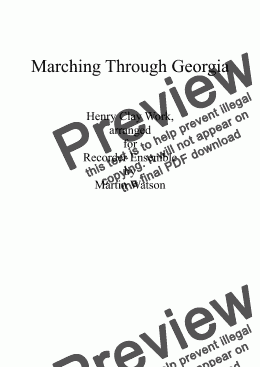 page one of Marching Through Georgia for Recorder Ensemble