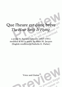 page one of Que l’heure est donc brève (A. Jacques / A. Silvestre) Alternative English