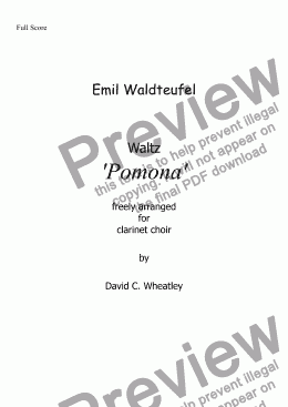page one of Waldteufel - Waltz ’Pomona’ for clarinet choir