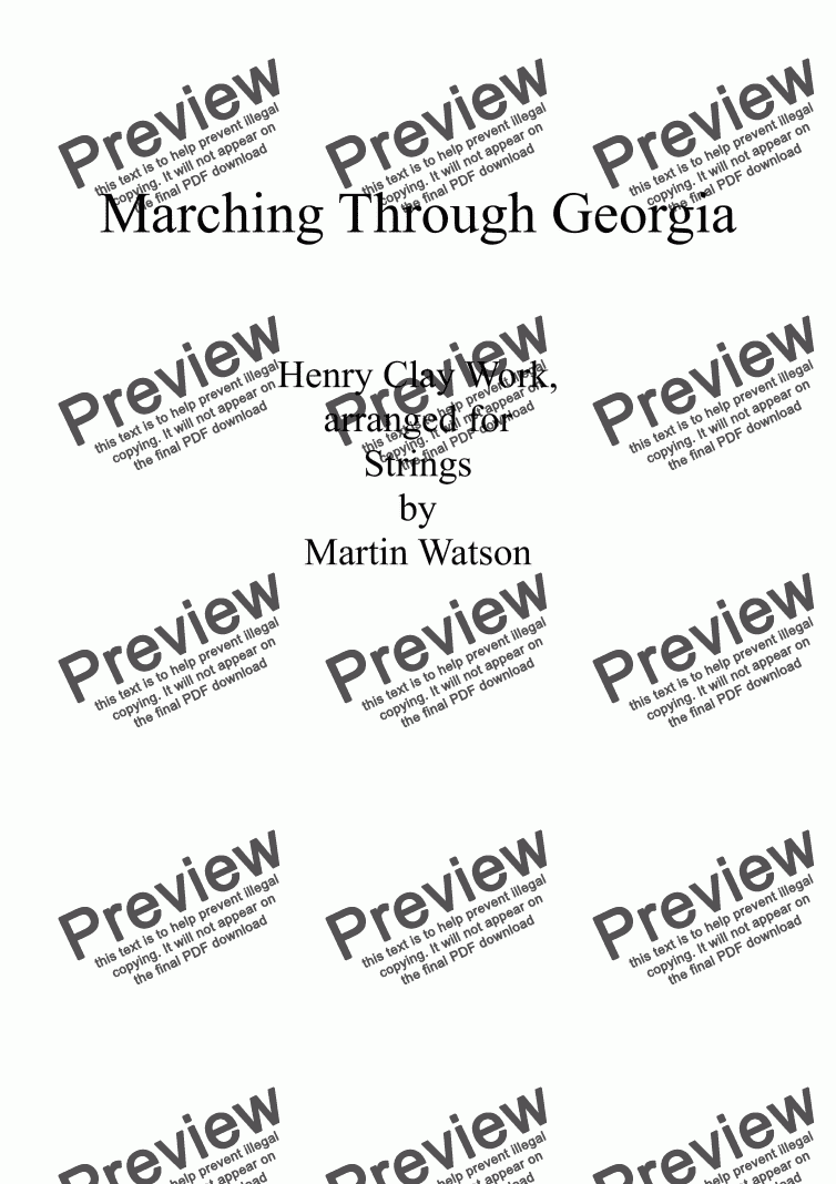 page one of Marching Through Georgia for String Orchestra.