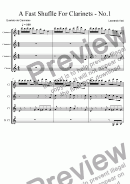 page one of A Fast Shuffle for Clarinets - No.1