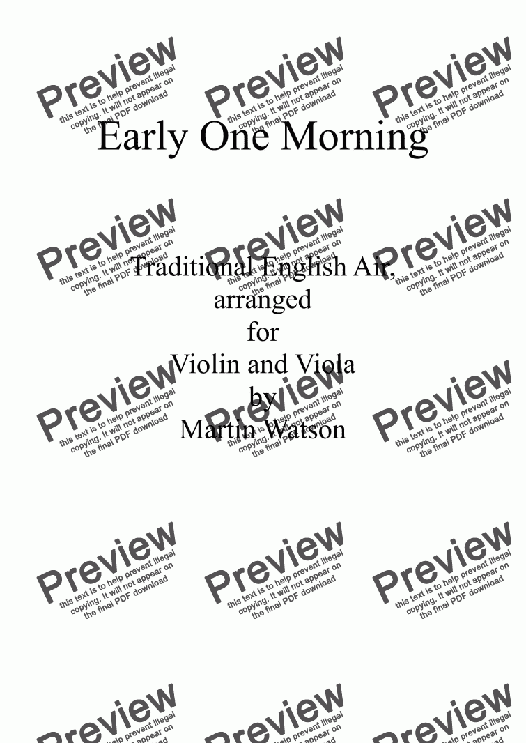 page one of Early One Morning for Violin and Viola