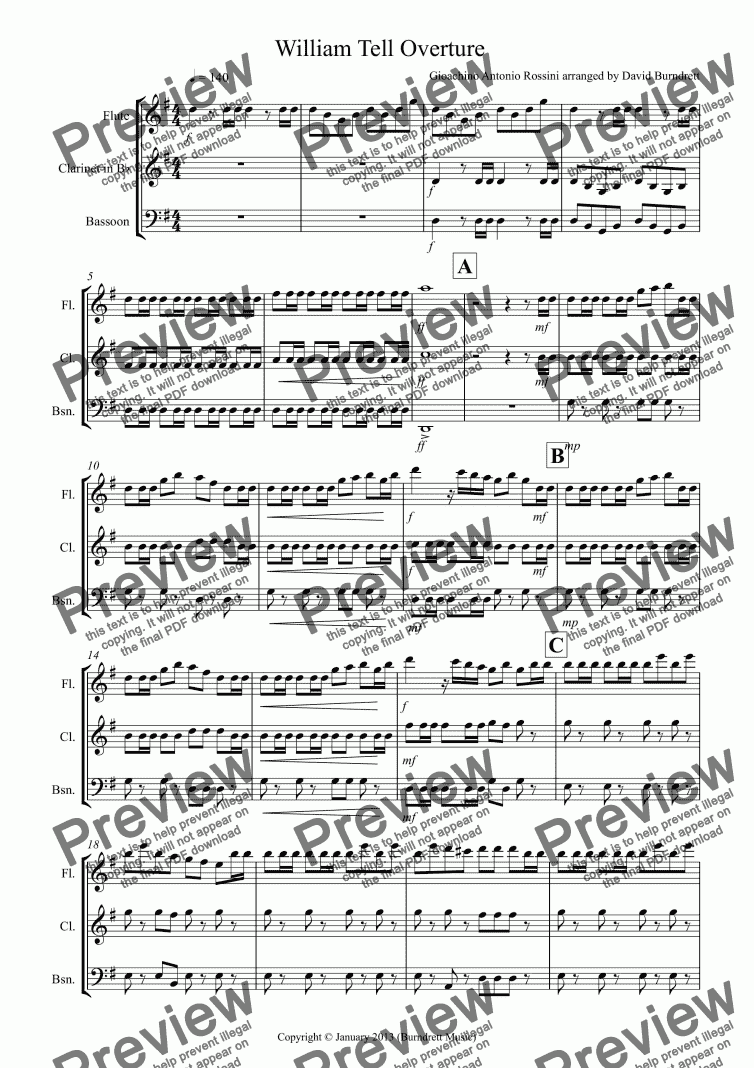 page one of William Tell Overture for Wind Trio