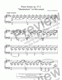 page one of Beethoven - Piano Sonate op. 27-2  "Mondschein" 1st Movement