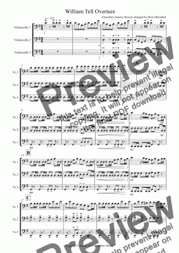 page one of William Tell Overture for Cello Trio