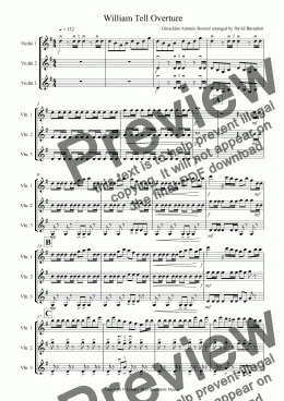 page one of William Tell Overture for Violin Trio