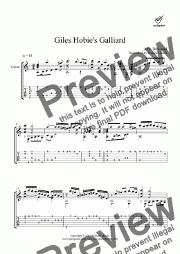 page one of Giles Hobie’s Galliard for solo guitar