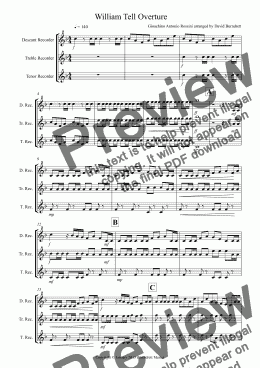 page one of William Tell Overture for Recorder Trio