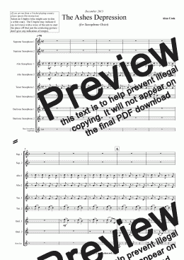 page one of The Ashes Depression (Saxophone Octet)