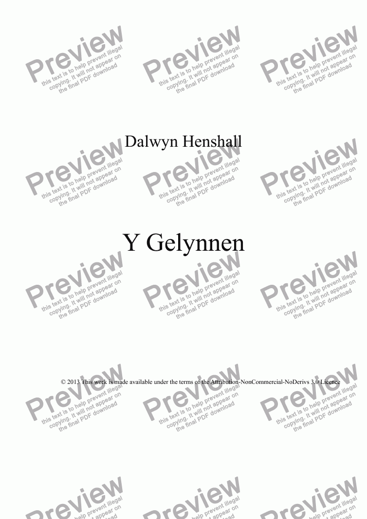 page one of Y Gelynnen